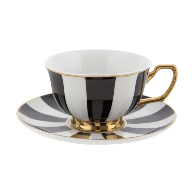 Cristina Re Teacup Stripes Ebony, , High Tea, Cristina Re, Party Twinkle | PO BOX 3145 BRIGHTON VIC 3186 AUSTRALIA | www.partytwinkle.com.au - 1