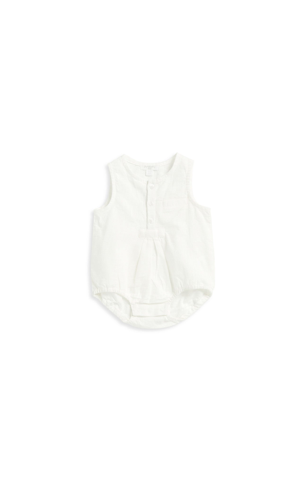 Purebaby Woven Romper (Vanilla), , Children's Clothing, Purebaby, Party Twinkle | PO BOX 3145 BRIGHTON VIC 3186 AUSTRALIA | www.partytwinkle.com.au