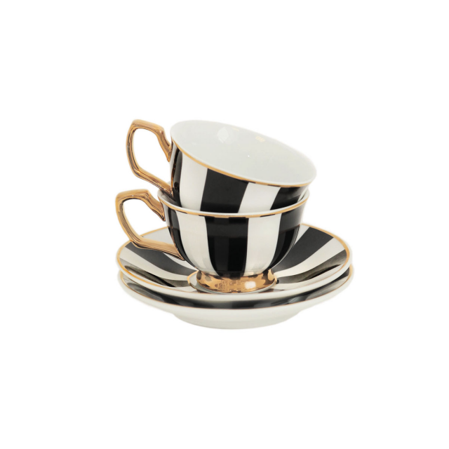 Cristina Re Teacups Petite Stripes Ebony / Black - New Bone China