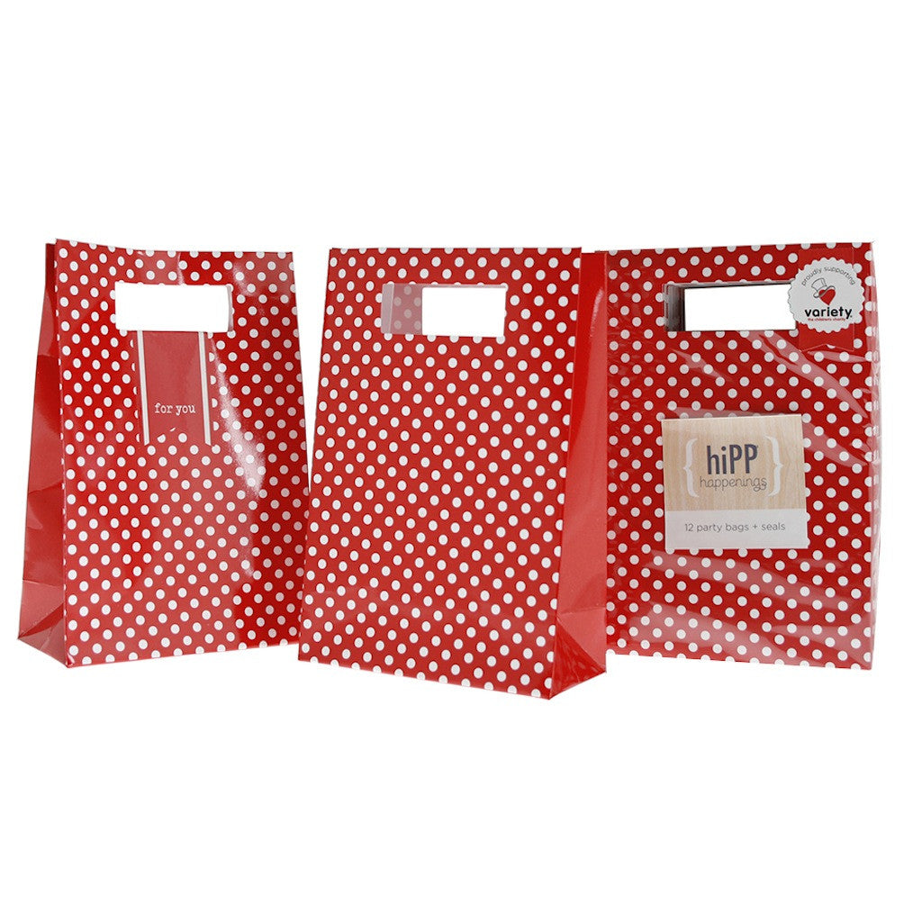 Red Polka Dots Party Bags with Seals (12), , Favor Bags Accessories , Hipp, Party Twinkle | PO BOX 3145 BRIGHTON VIC 3186 AUSTRALIA | www.partytwinkle.com.au