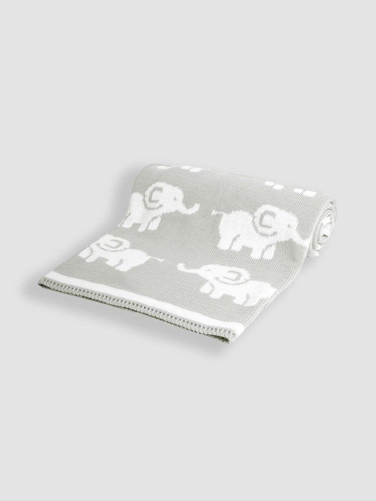 Jojo Maman Bebe Grey Elephant Knitted Shawl