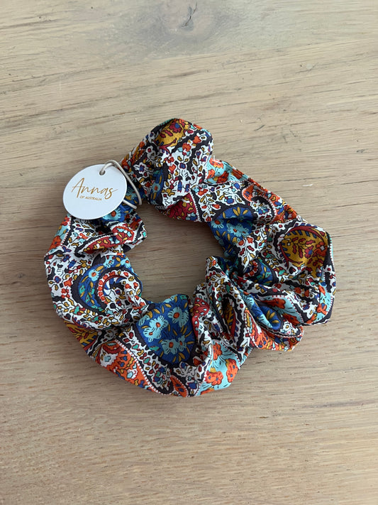Annas of Australia Scrunchie - Liberty Print 9 (orange, blue, yellow)