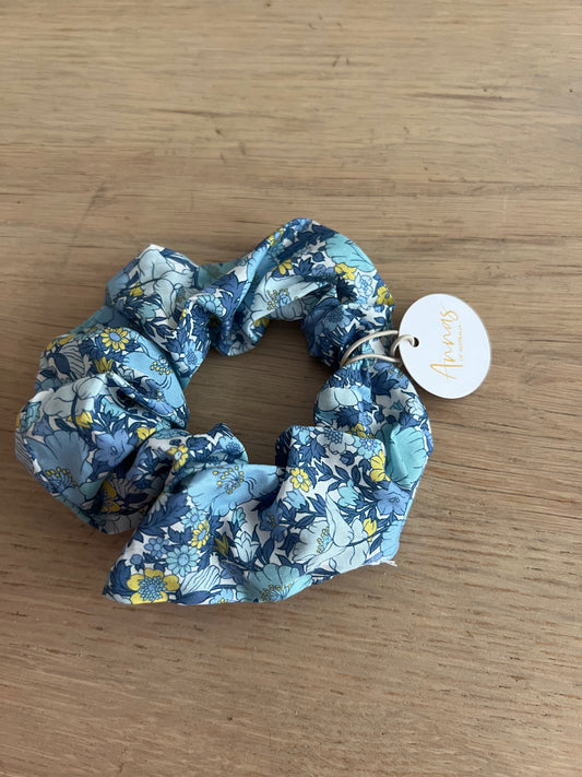 Annas of Australia Scrunchie - Liberty Print 7 (blue and yellow)