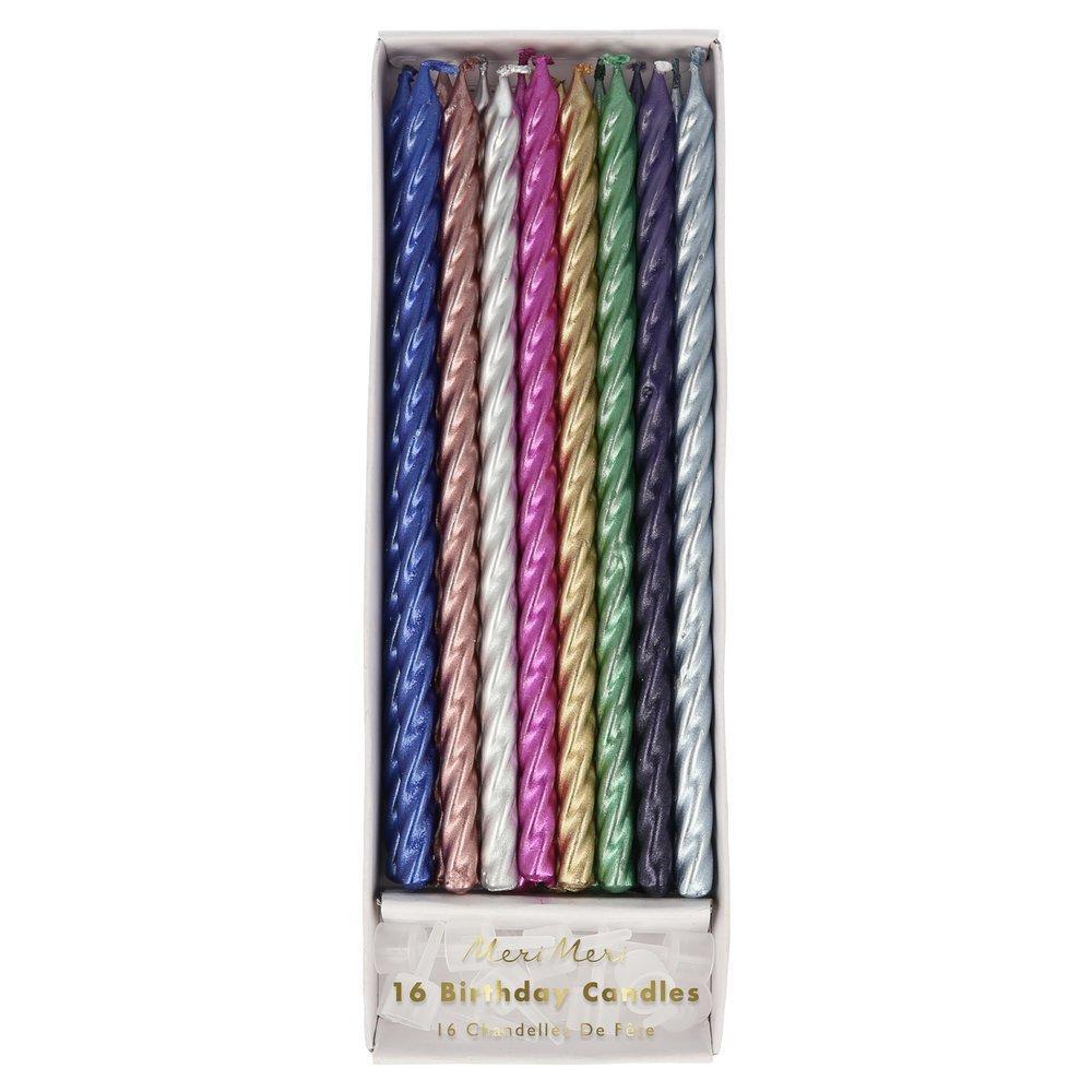 Meri Meri Multi Metallic Twisted Candles (16s)
