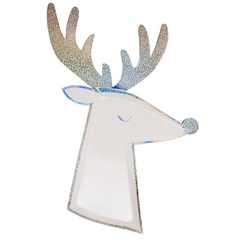 Meri Meri Silver Sparkle Reindeer Plates (8s)