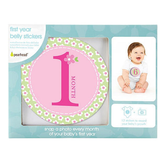 Pearhead Pink Milestones Stickers  (Baby's First Year Belly Stickers)