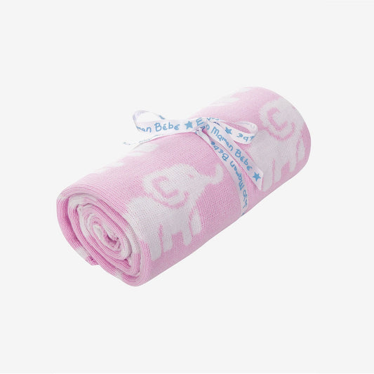 Jojo Maman Bebe Grey Pink Elephant Knitted Shawl