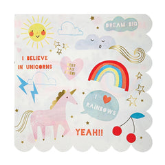 Meri Meri Unicorn and Rainbow Paper Napkins Large (Toot Sweet) - 33cm (16 pack)
