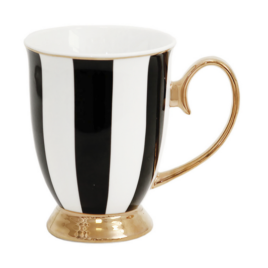 Cristina Re Mug- Stripes Ebony, , High Tea, Cristina Re, Party Twinkle | PO BOX 3145 BRIGHTON VIC 3186 AUSTRALIA | www.partytwinkle.com.au