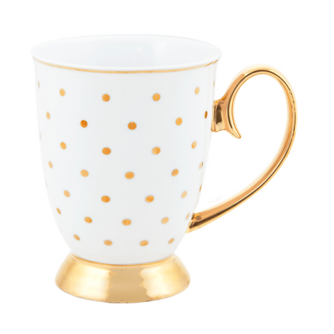 Cristina Re Mug Kelly Gold Polka Dot New Bone China