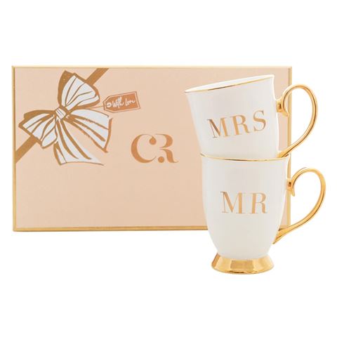 Cristina Re Mr & Mrs Mug Set - Set of 2 New Bone China