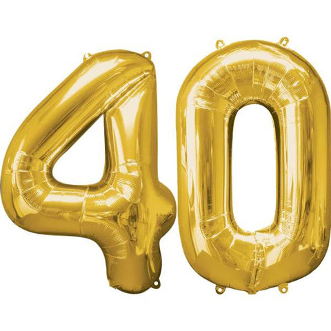 Age 40 Gold Party Balloons - 34"  / 86cm Foil