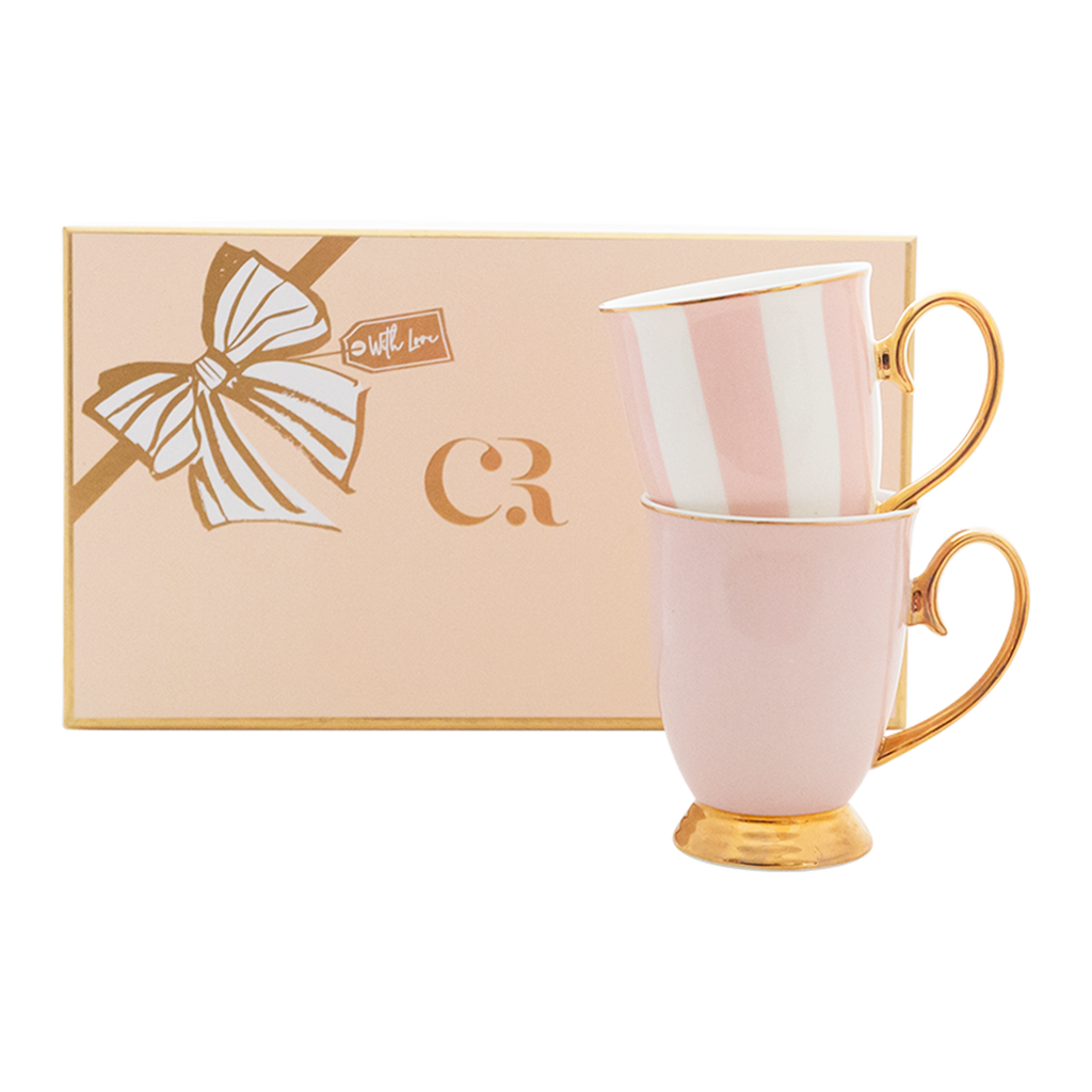 Cristina Re Blush Stripe & Blush Mug Set - Set of 2