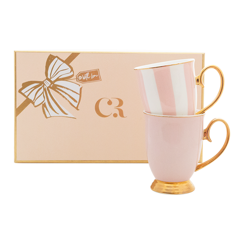 Cristina Re Blush Stripe & Blush Mug Set - Set of 2