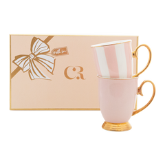 Cristina Re Blush Stripe & Blush Mug Set - Set of 2