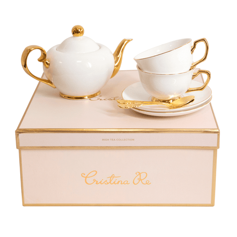 Cristina Re Signature Tea Set / teaset 2 Cup Ivory / White - New Bone China