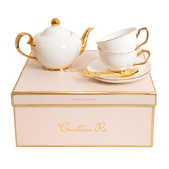 Cristina Re Signature Tea Set / teaset 2 Cup Ivory / White - New Bone China