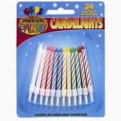 * Candle Candy Stripe with Holders, , Candles, Balloon Agencies, Party Twinkle | PO BOX 3145 BRIGHTON VIC 3186 AUSTRALIA | www.partytwinkle.com.au 