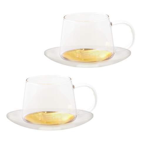 Cristina Re Estelle Glass Teacup and Saucer Set of 2