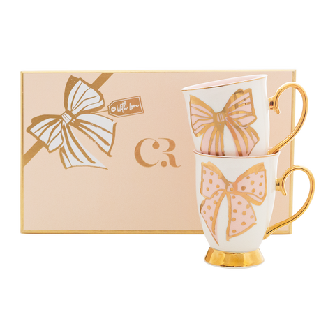 Cristina Re French Bow Mug Set - Set of 2 New Bone China