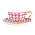 Cristina Re Fuchsia Houndstooth Teacup and Saucer Set