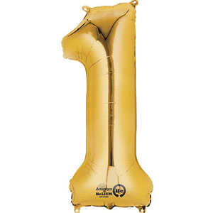 Gold Number 1 Balloon - 16" / 40 cm  Foil (each)