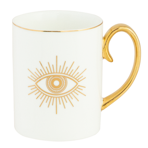 Cristina Re Mug Protective Eye Ivory and Gold Bone China