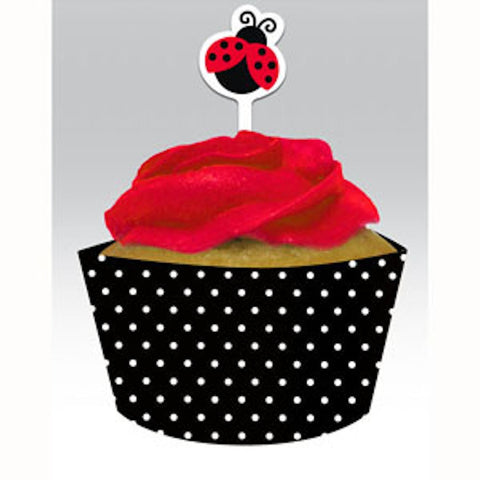 * Ladybug Fancy Party Cupcake Picks with Wrappers (12), , Cupcake Wrappers, Balloon Agencies, Party Twinkle | PO BOX 3145 BRIGHTON VIC 3186 AUSTRALIA | www.partytwinkle.com.au 