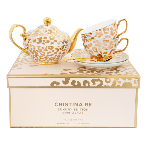 Cristina Re Luxury Louis Leopard Two Cup Tea Set Tea Set / teaset Limite Edition Bone China