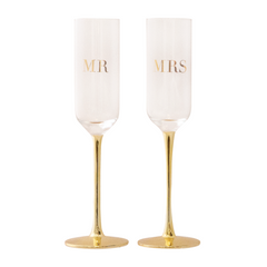 Cristina Re Champagne Flutes Crysal Mr & Mrs Set of 2