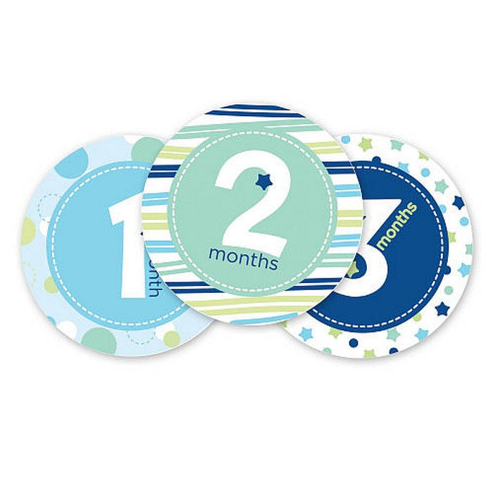 Pearhead Baby Boy Milestones Stickers  (Baby's First Year Belly Stickers)