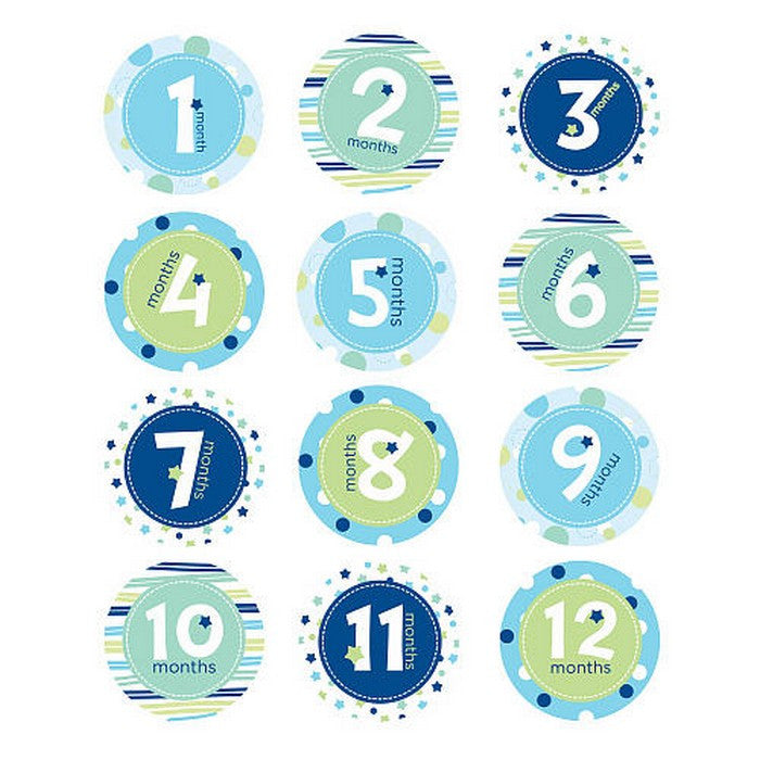 Pearhead Baby Boy Milestones Stickers  (Baby's First Year Belly Stickers)