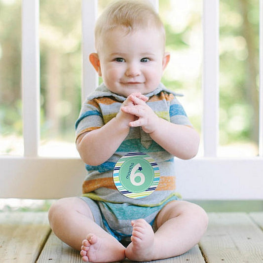 Pearhead Baby Boy Milestones Stickers  (Baby's First Year Belly Stickers)
