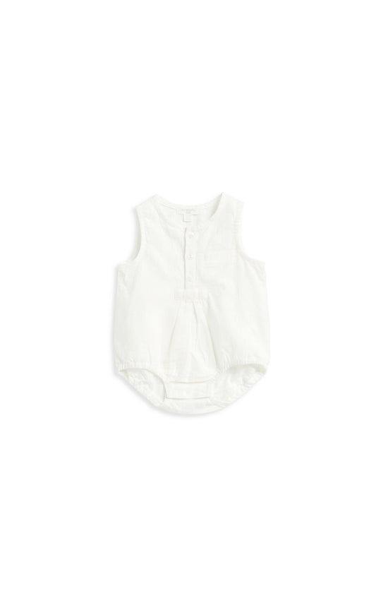 Purebaby Woven Romper (Vanilla), , Children's Clothing, Purebaby, Party Twinkle | PO BOX 3145 BRIGHTON VIC 3186 AUSTRALIA | www.partytwinkle.com.au