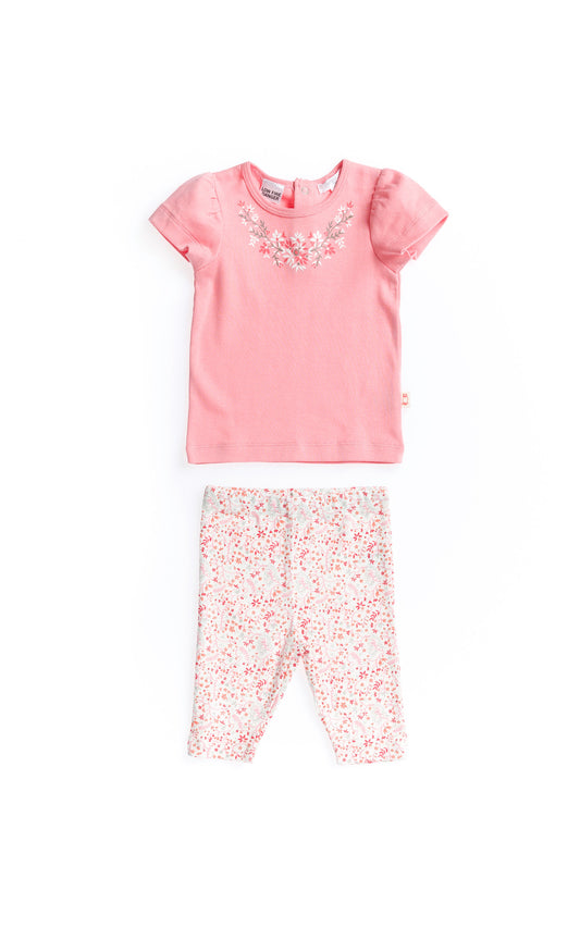 Purebaby Sundown T-Shirt PJ Set (Sundown Floral), , Children's Clothing, Purebaby, Party Twinkle | PO BOX 3145 BRIGHTON VIC 3186 AUSTRALIA | www.partytwinkle.com.au