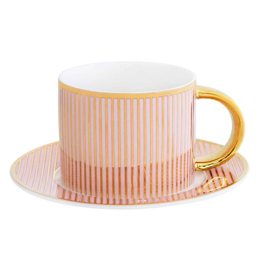 Cristina Re Teacup and Saucer Pinstripe Blush New Bone China