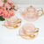 Cristina Re Rose Glass Teacup and Saucer Set of 2