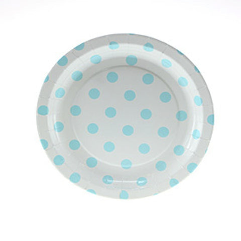 Sambellina White with Blue Polkadots Cake Plates (12), , Cake Plates, Sambellina, Party Twinkle | PO BOX 3145 BRIGHTON VIC 3186 AUSTRALIA | www.partytwinkle.com.au 