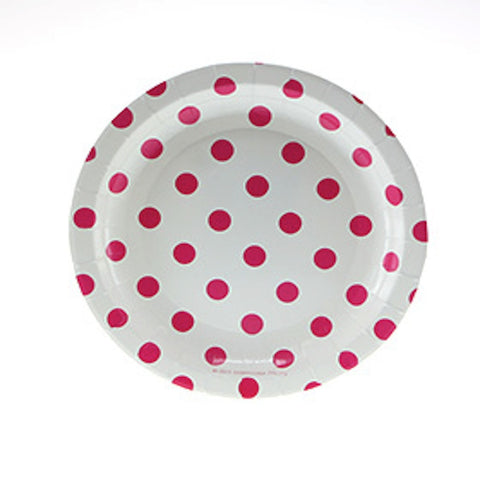 White with Red Polkadots Cake Plates - Pack of 12, , Cake Plates, Sambellina, Party Twinkle | PO BOX 3145 BRIGHTON VIC 3186 AUSTRALIA | www.partytwinkle.com.au 