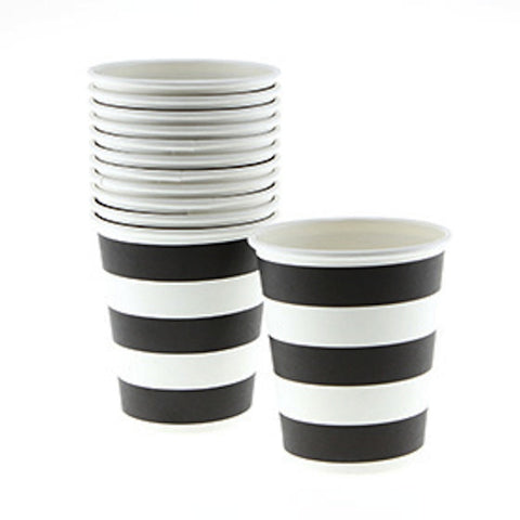 Sambellina Candy Stripe Black on White Cups (12), , Cups, Sambellina, Party Twinkle | PO BOX 3145 BRIGHTON VIC 3186 AUSTRALIA | www.partytwinkle.com.au  - 1