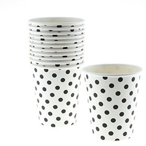 Sambellina Polkadot Black on White Cups (12), , Cups, Sambellina, Party Twinkle | PO BOX 3145 BRIGHTON VIC 3186 AUSTRALIA | www.partytwinkle.com.au  - 1