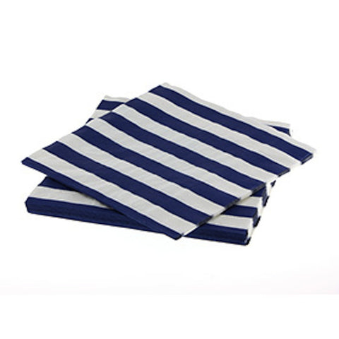 Sambellina Navy Stripe Napkins (20), , Napkins, Sambellina, Party Twinkle | PO BOX 3145 BRIGHTON VIC 3186 AUSTRALIA | www.partytwinkle.com.au 