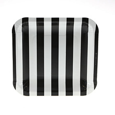 Sambellina Candy Stripe Black Square Plates (12), , Party Plate, Sambellina, Party Twinkle | PO BOX 3145 BRIGHTON VIC 3186 AUSTRALIA | www.partytwinkle.com.au  - 1