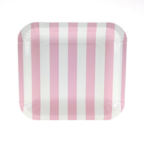 Sambellina Candy Stripe Blue Square Plates (12), , Party Plate, Sambellina, Party Twinkle | PO BOX 3145 BRIGHTON VIC 3186 AUSTRALIA | www.partytwinkle.com.au  - 1