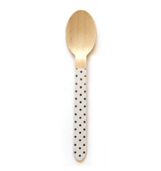 Sambellina Gold Foil Dot Wooden Spoons 24pcs (Wooden Cutlery)