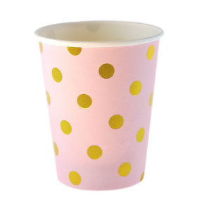 Sambellina Pink with Gold Foil Polkadot Cups (12)