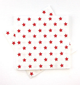 Sambellina White with Red Star Luncheon Napkins (20)