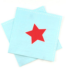 Sambellina Blue with Red Star Napkins (20) ~