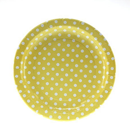 Sambellina Polkadot Yellow Party Plates (12), , Party Plate, Sambellina, Party Twinkle | PO BOX 3145 BRIGHTON VIC 3186 AUSTRALIA | www.partytwinkle.com.au 