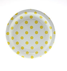 Sambellina White with Yellow Polkadots Cake Plates (12), , Cake Plates, Sambellina, Party Twinkle | PO BOX 3145 BRIGHTON VIC 3186 AUSTRALIA | www.partytwinkle.com.au 